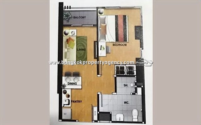 Casa Condo Asoke-Din Daeng: 1 bed 34 sqm fully furnished corner unit